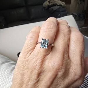 *SOLD LOCALLY*Rare Blue Green Cushion Cut Moissanite Ring